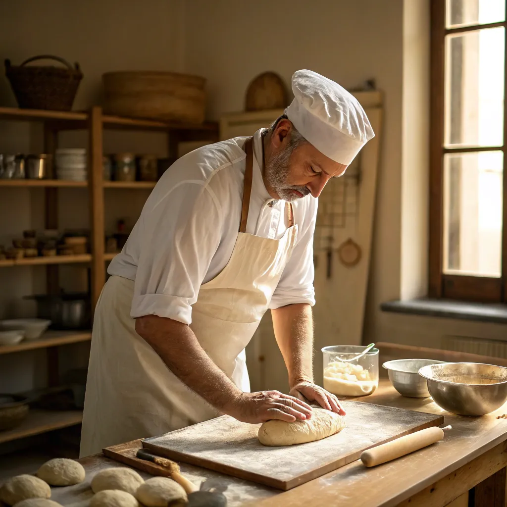 Master baker demonstrating techniques